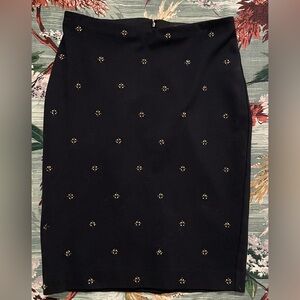 Ann Taylor Navy Blue Embellished Pencil Skirt